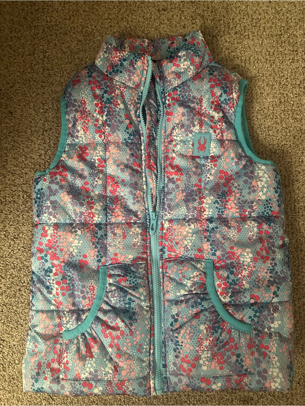 Spyder Girls Light Blue & Pink Polka Dot Jacket size 6